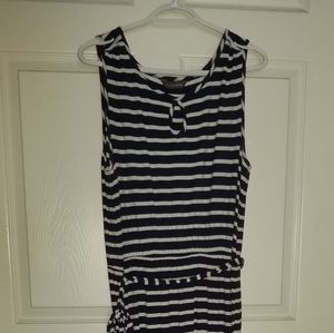 Navy blue striped maxi dress